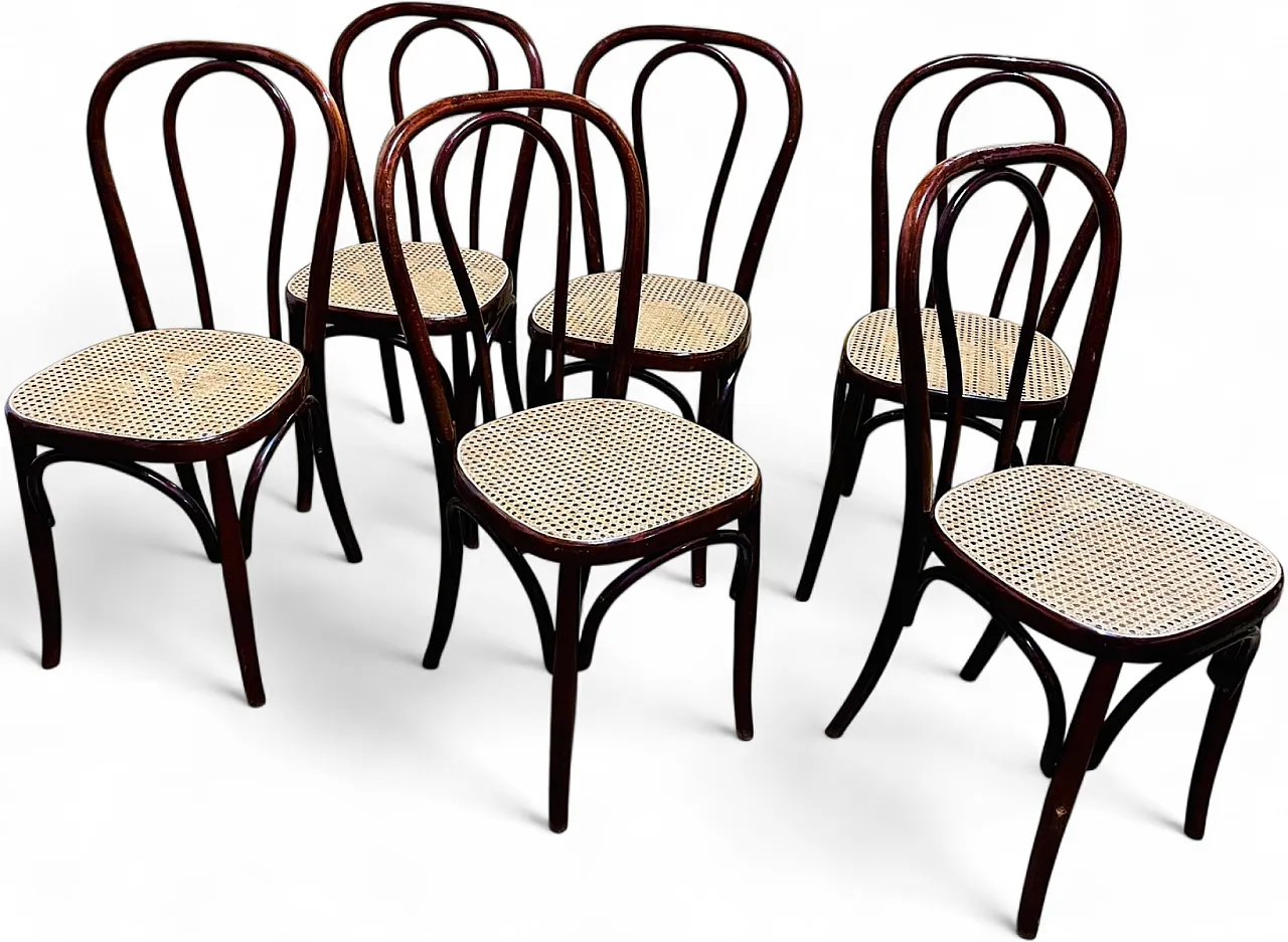 Sedia da bistrò Art Nouveau con seduta in paglia di Vienna di Michael Thonet per Thonet, anni '30 6