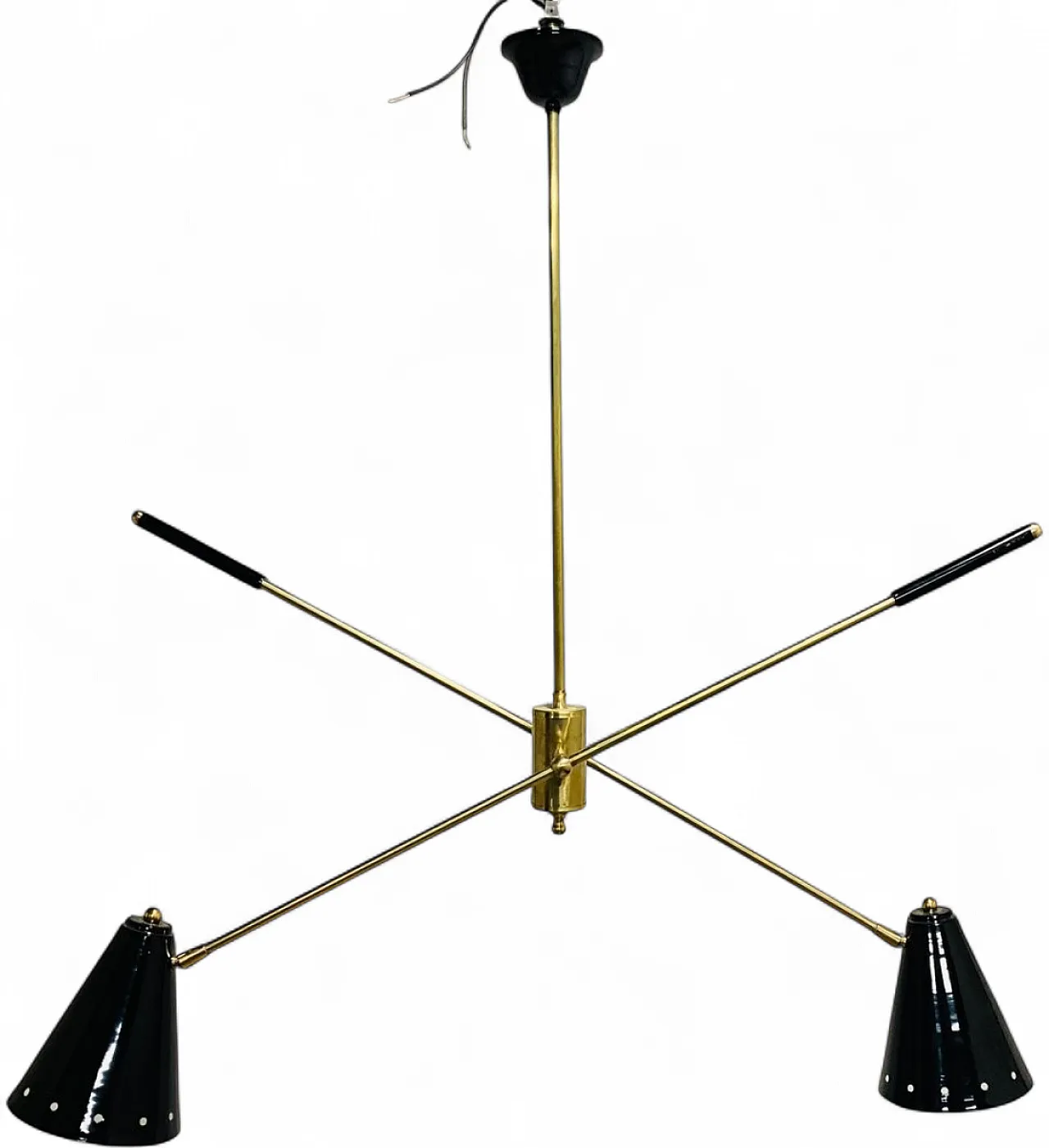 Brass chandelier with cones and adjustable stems, 1950s 13