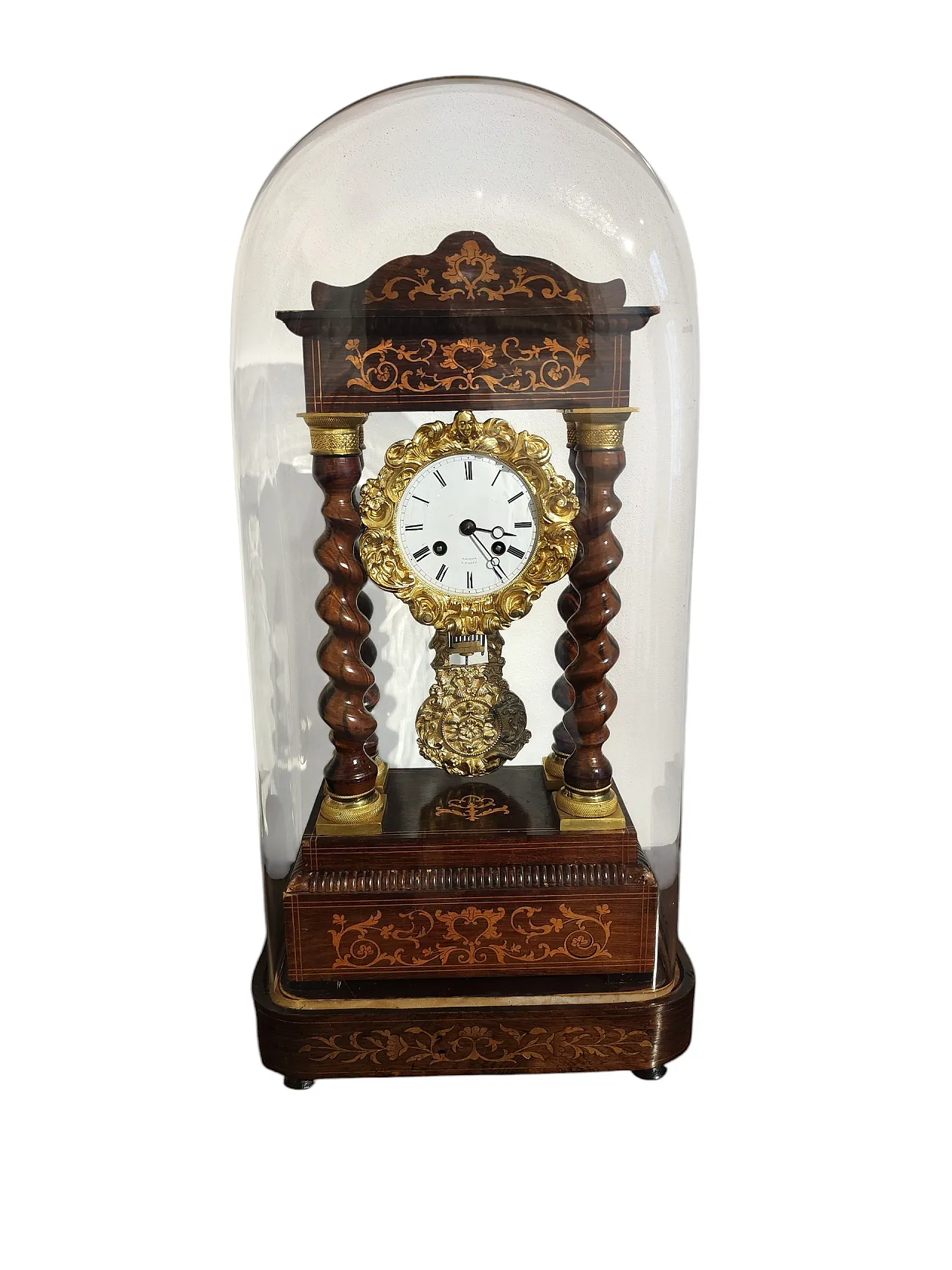 Mantel clock under glass dome, 19th century 1