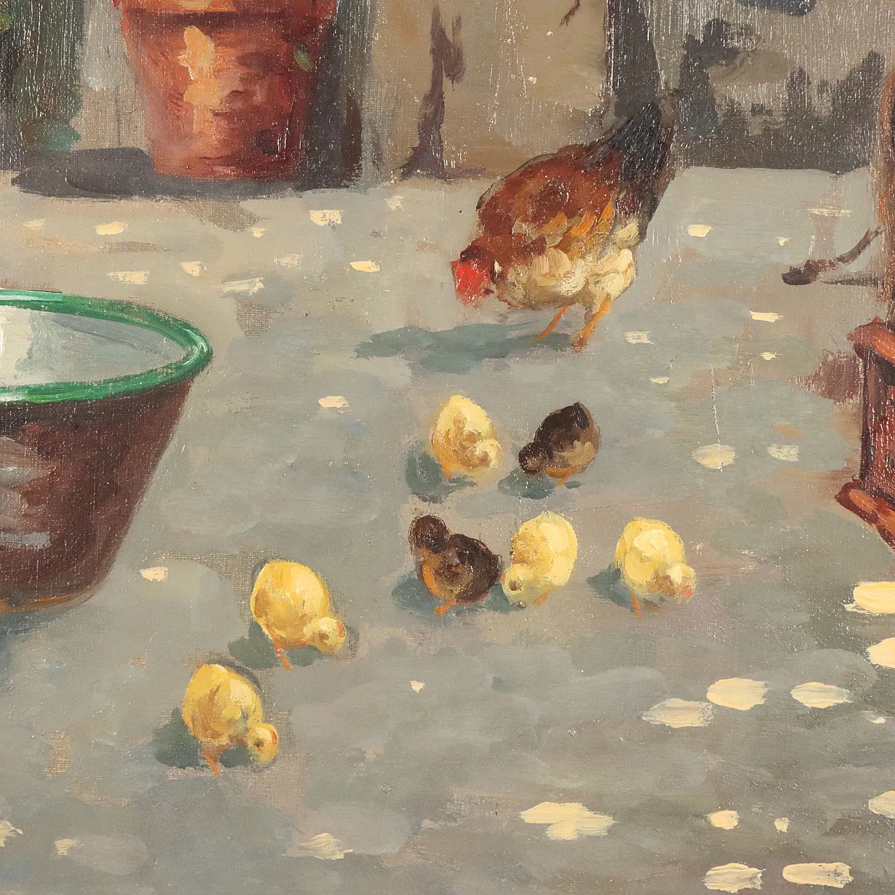 Scene on the Veranda by G. Esposito, oil on canvas, 20th century 5