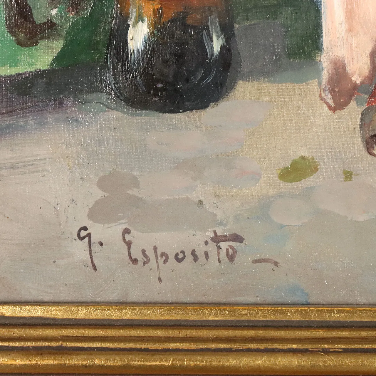 Scene on the Veranda by G. Esposito, oil on canvas, 20th century 8