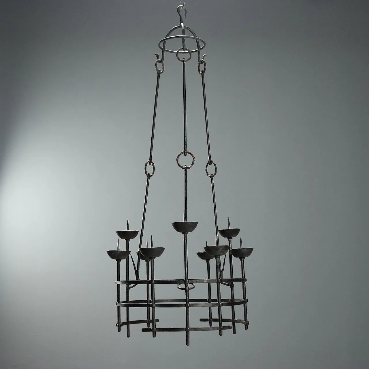 Wrought iron chandelier by Alberto Gerardi, 19th century 1