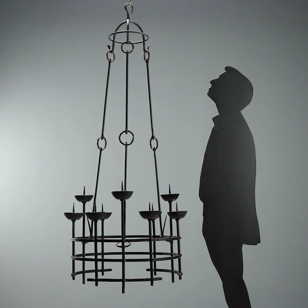 Wrought iron chandelier by Alberto Gerardi, 19th century 2