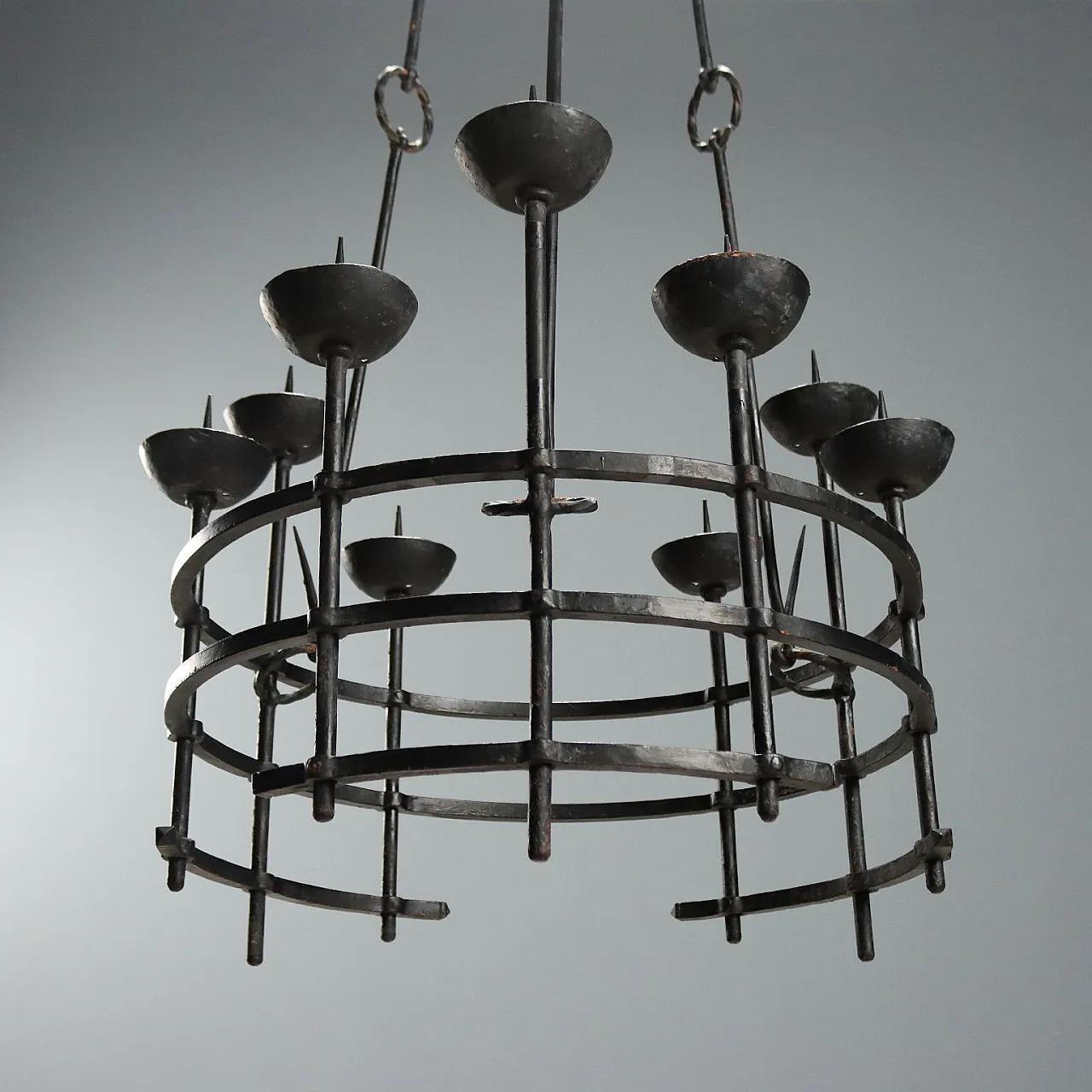 Wrought iron chandelier by Alberto Gerardi, 19th century 3