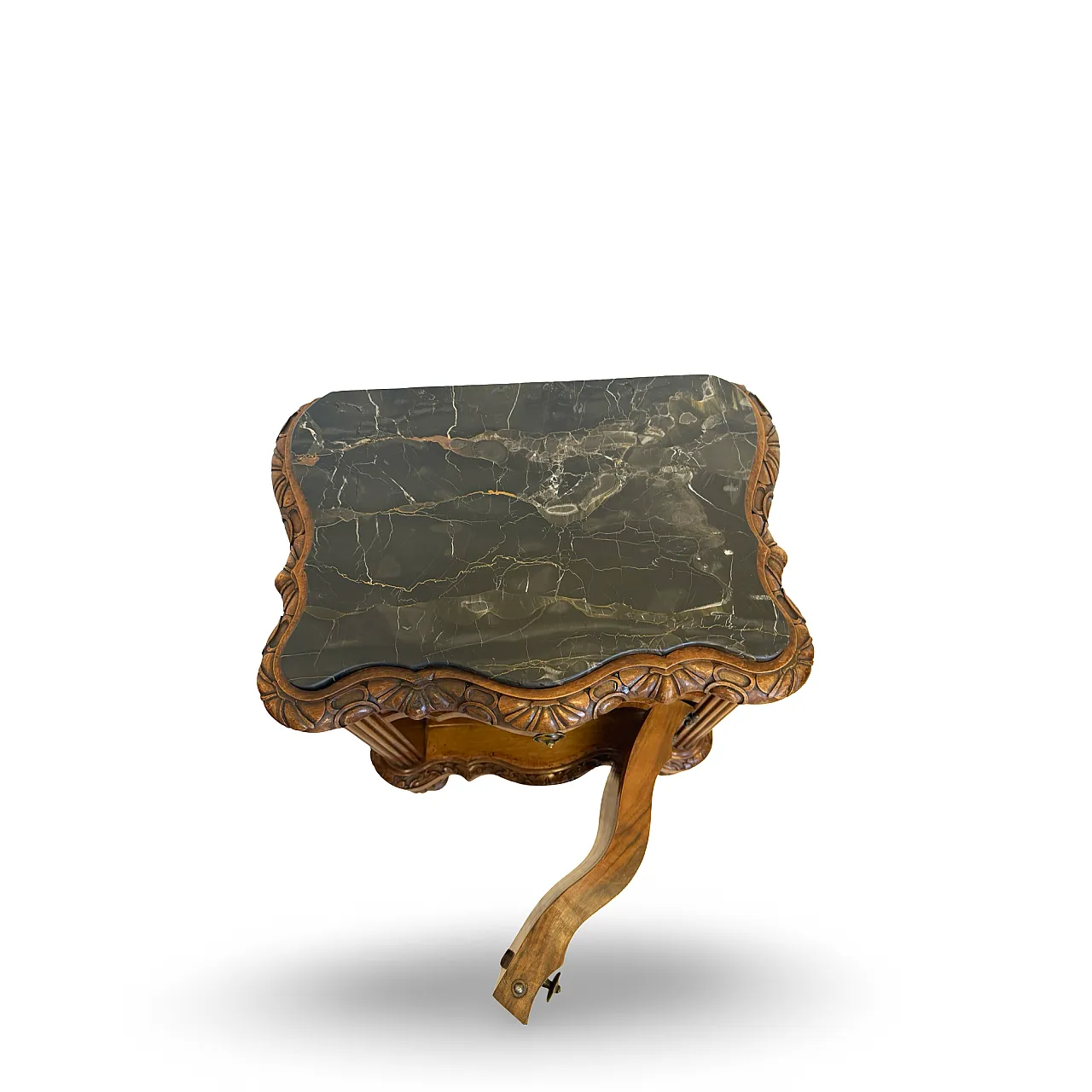 Comodini serpentini in noce stile art déco, anni '30 25