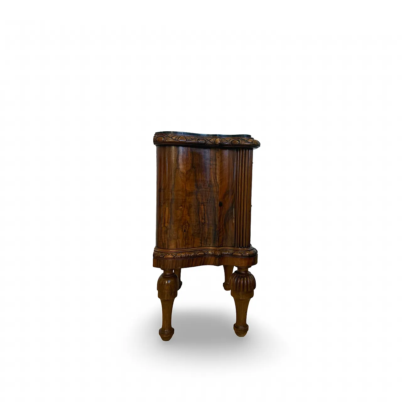 Comodini serpentini in noce stile art déco, anni '30 55