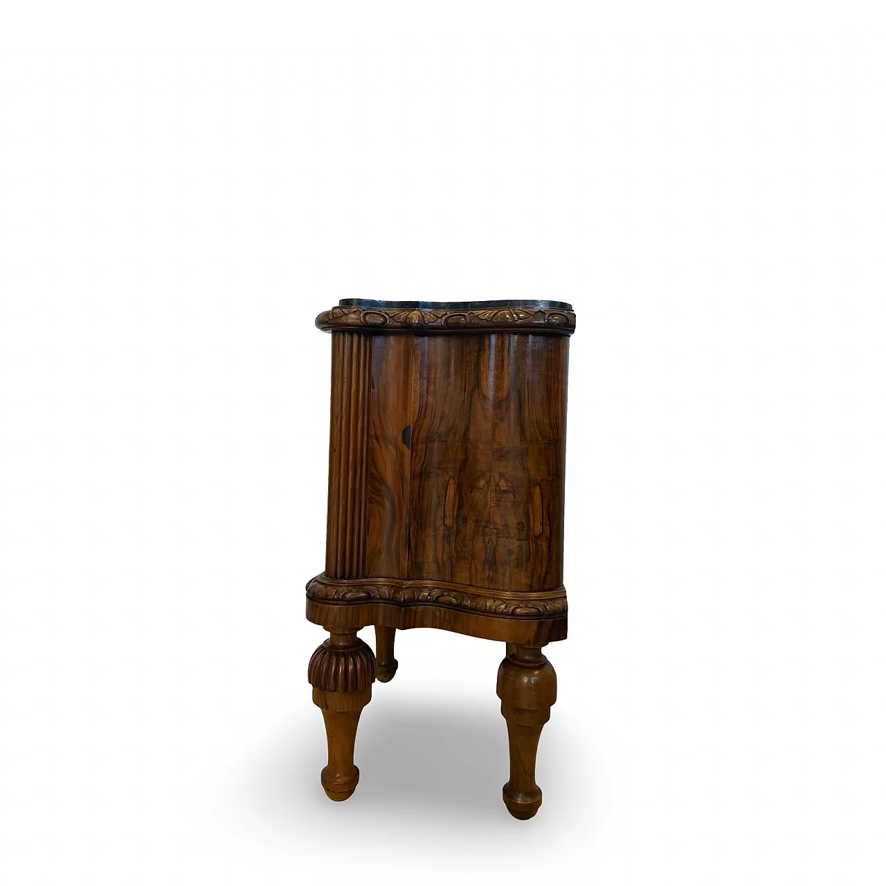 Comodini serpentini in noce stile art déco, anni '30 57