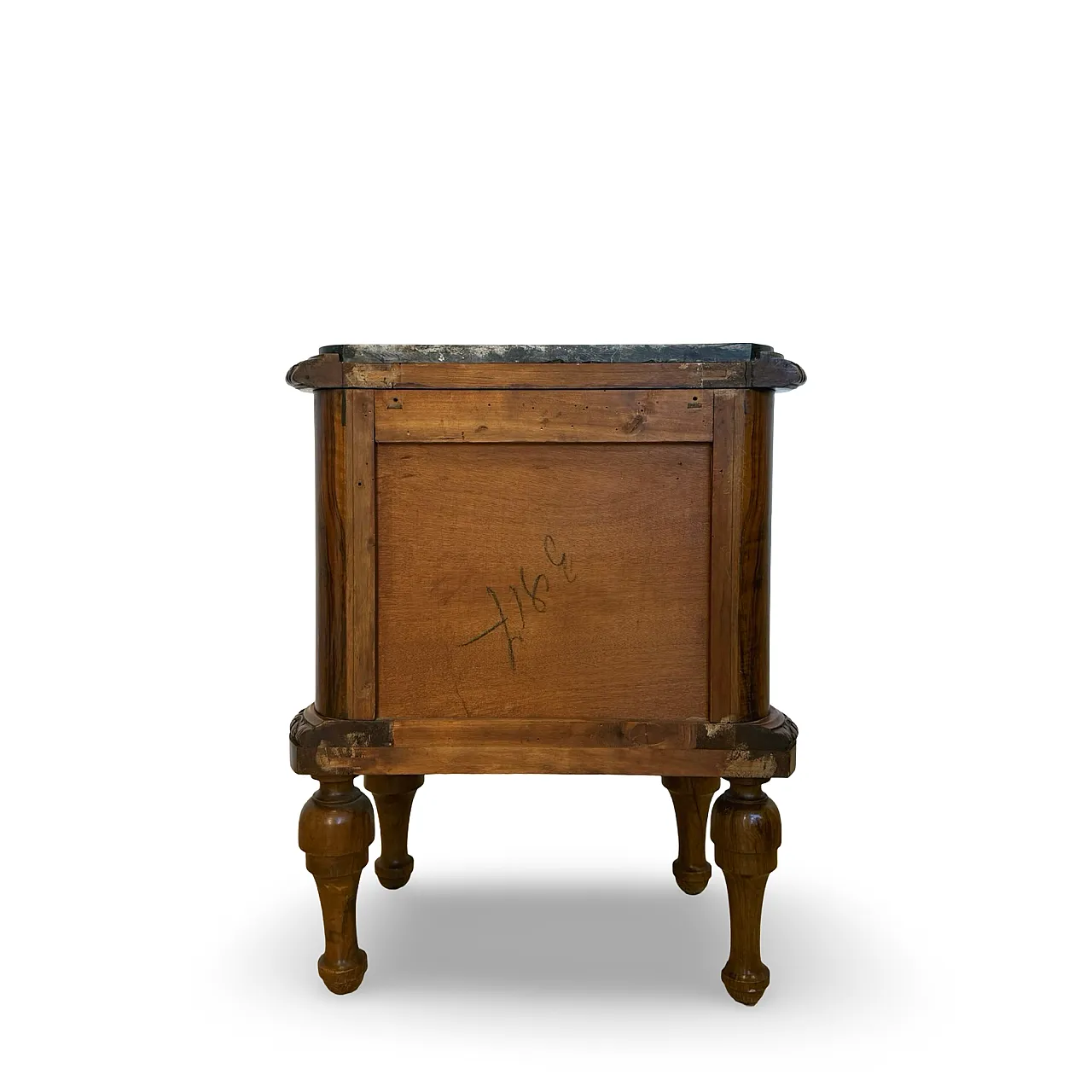 Comodini serpentini in noce stile art déco, anni '30 59