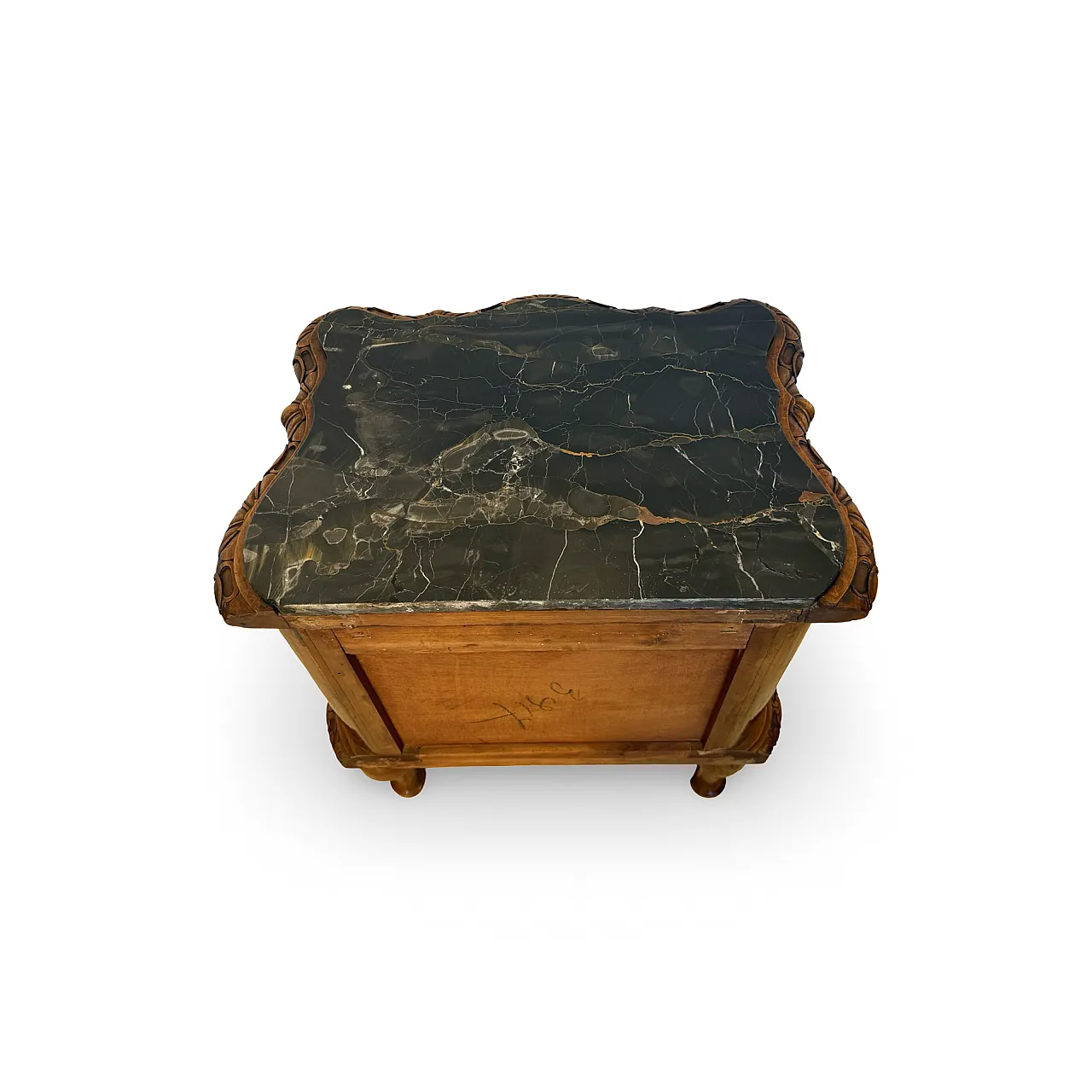 Comodini serpentini in noce stile art déco, anni '30 60