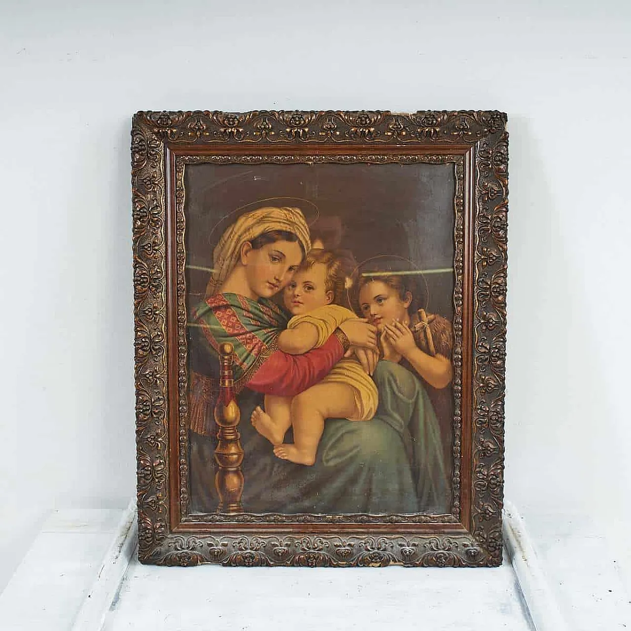 Da Raffaello Sanzio, Madonna Della Sedia, Oleografia con cornice, '900 1