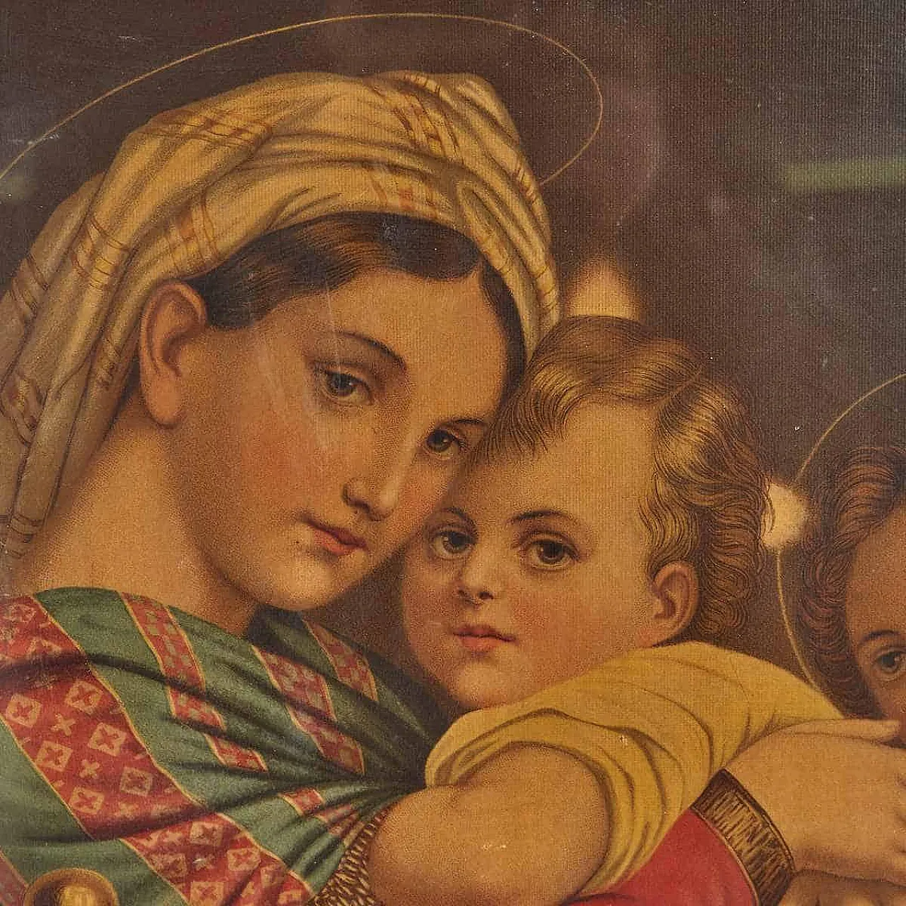 Da Raffaello Sanzio, Madonna Della Sedia, Oleografia con cornice, '900 2
