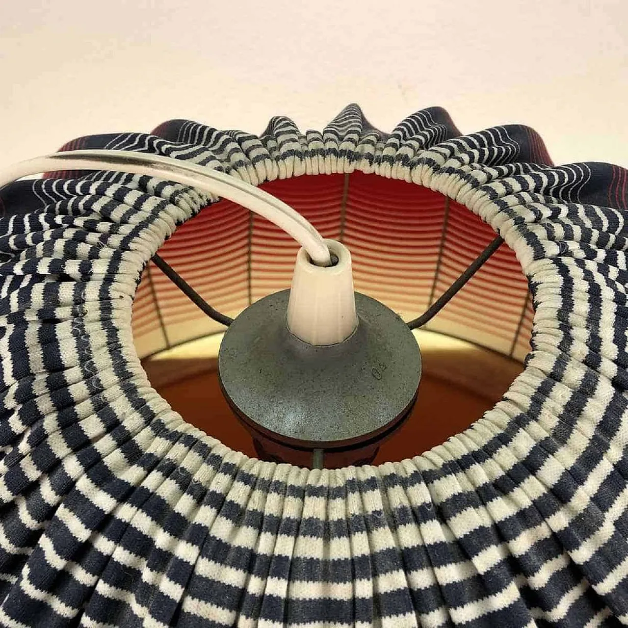 Optical Fabric Pendant light shade, 1940s 3