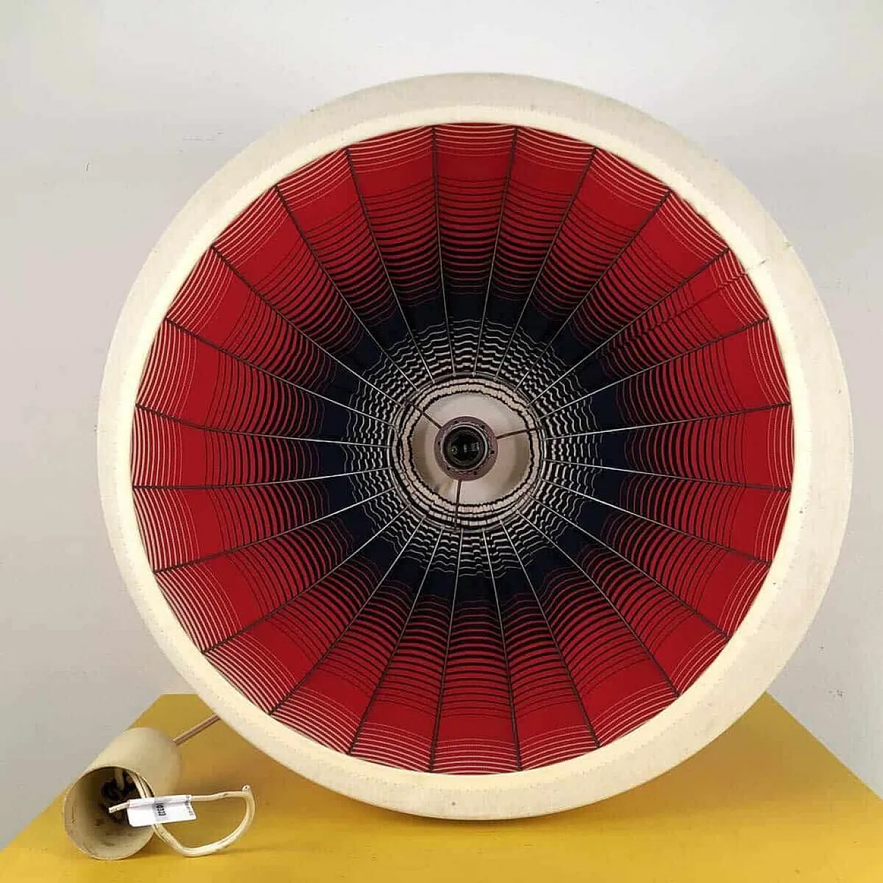 Optical Fabric Pendant light shade, 1940s 6