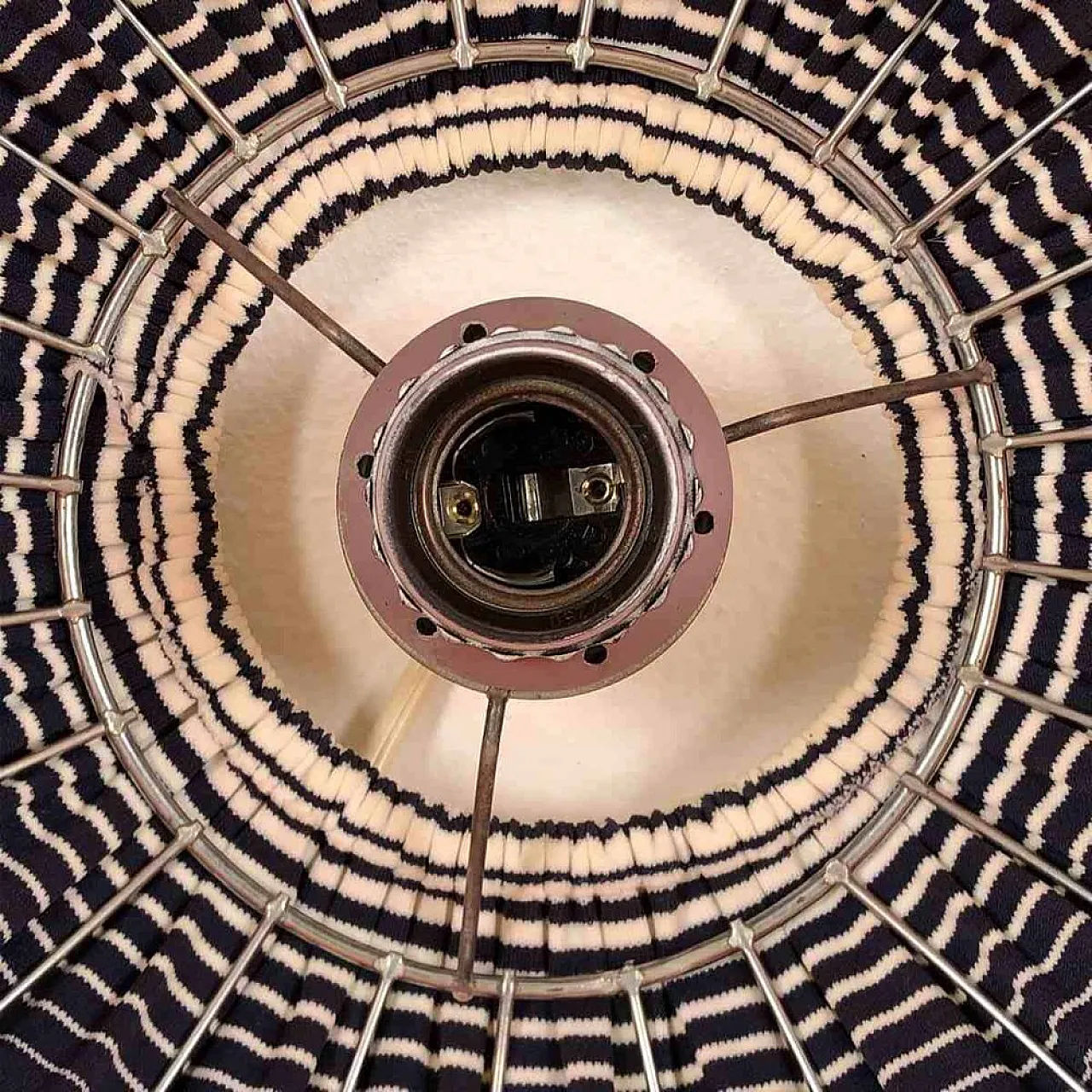 Optical Fabric Pendant light shade, 1940s 7