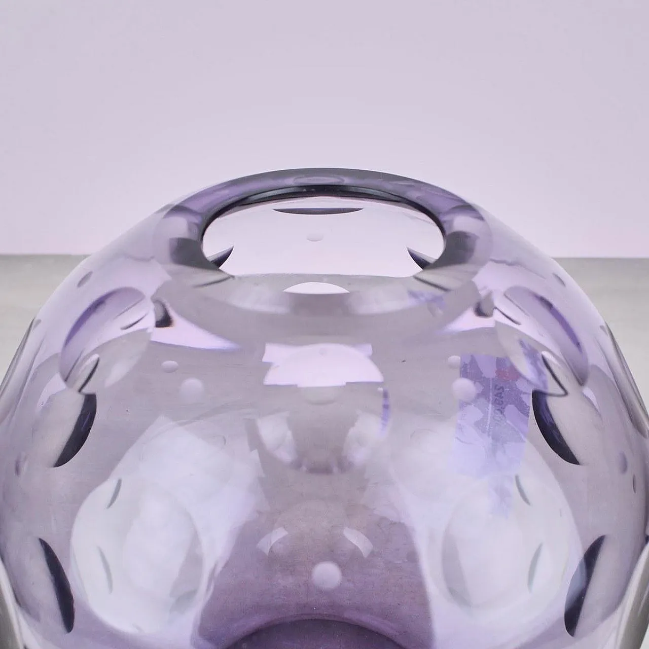 Lillac optical Glass Vase, 1970s 3