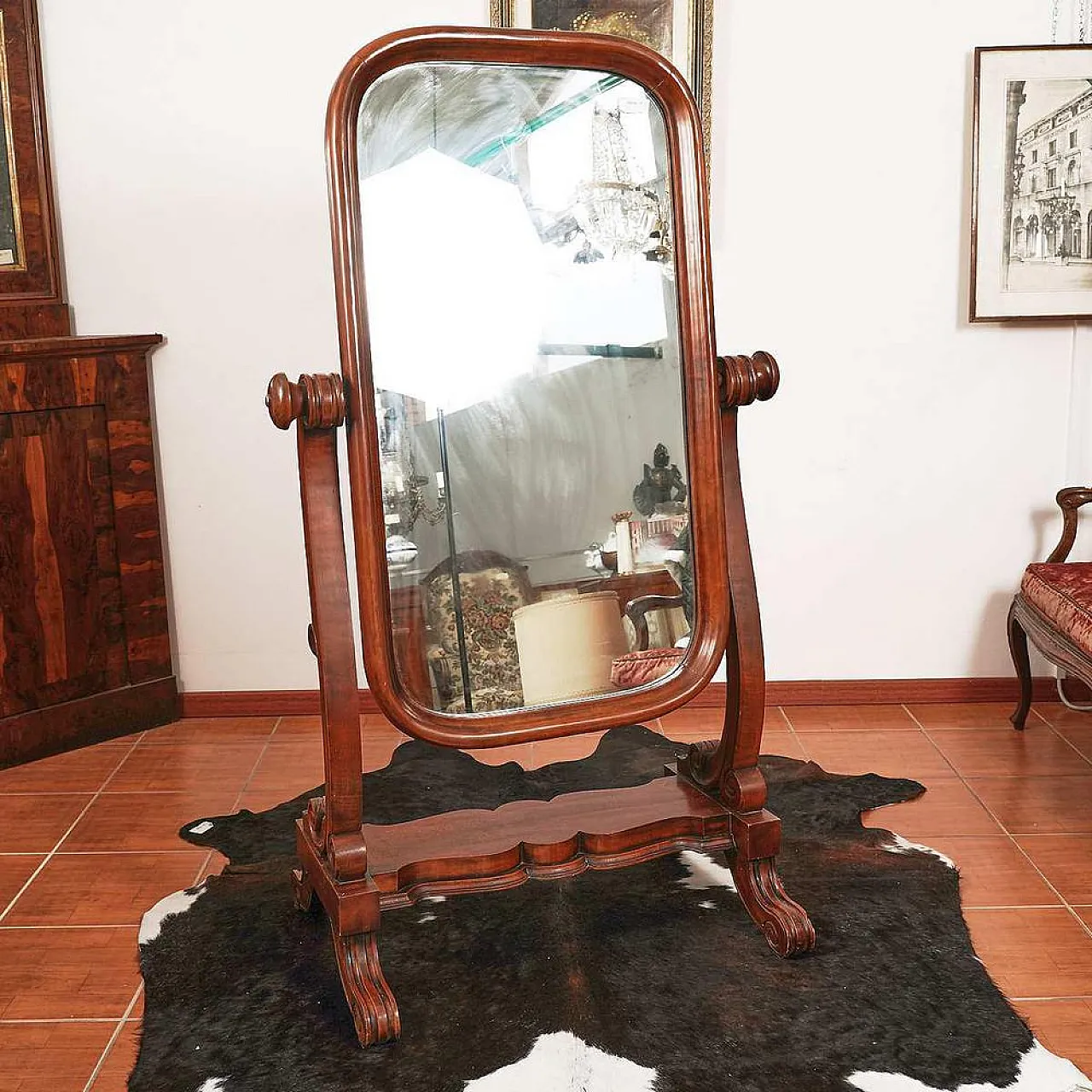 Specchio Psiche con cornice in legno, '900 1