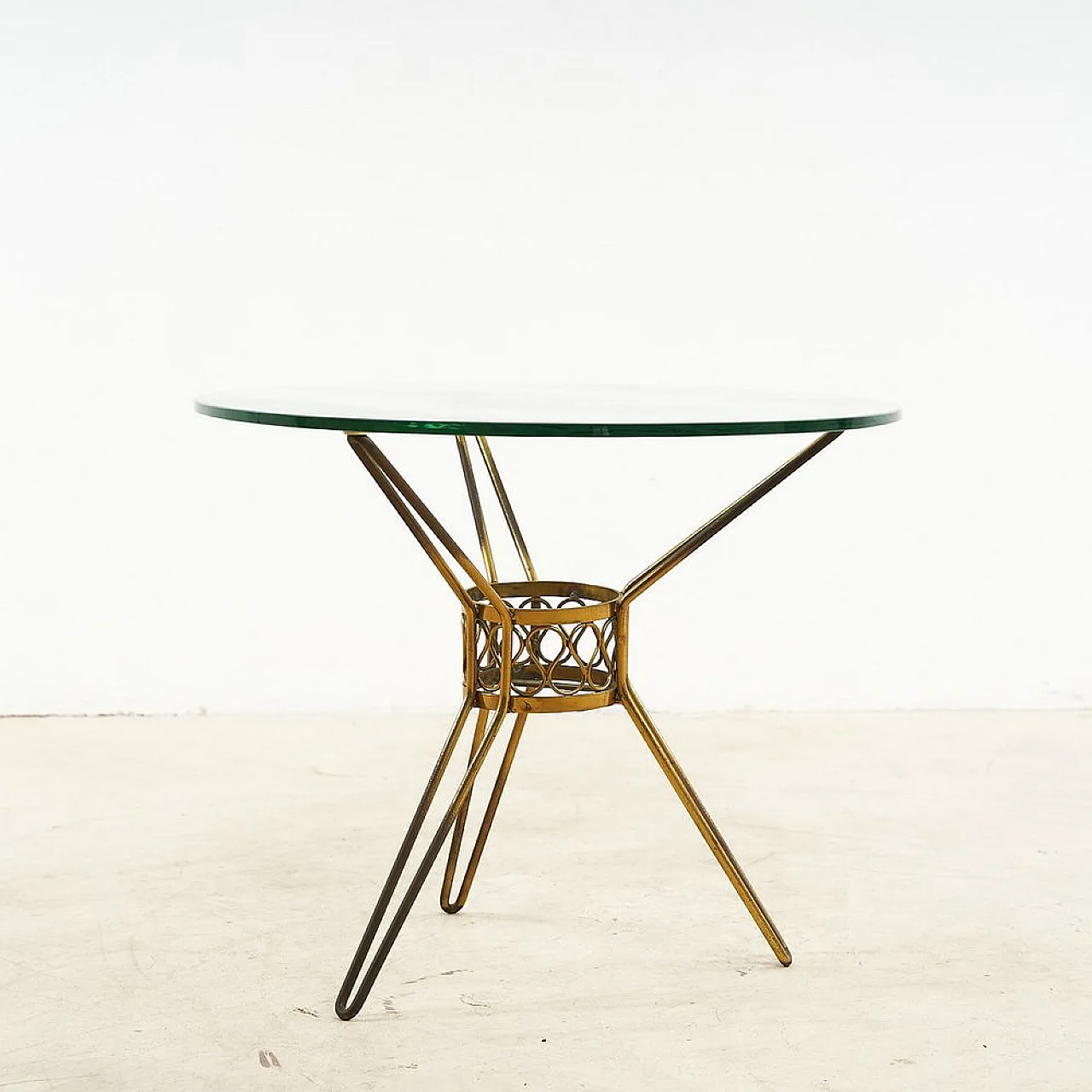 Metal and Glass round side Table, 1950s 2