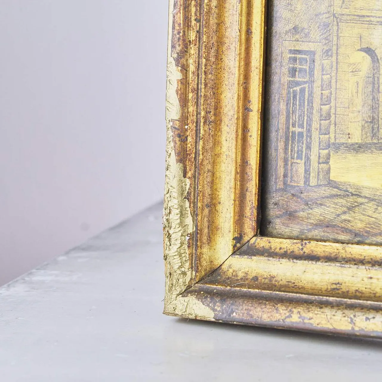 A. Marini, Basilica San Fermo Verona, Painting on Glass Slab, 20th c. 8