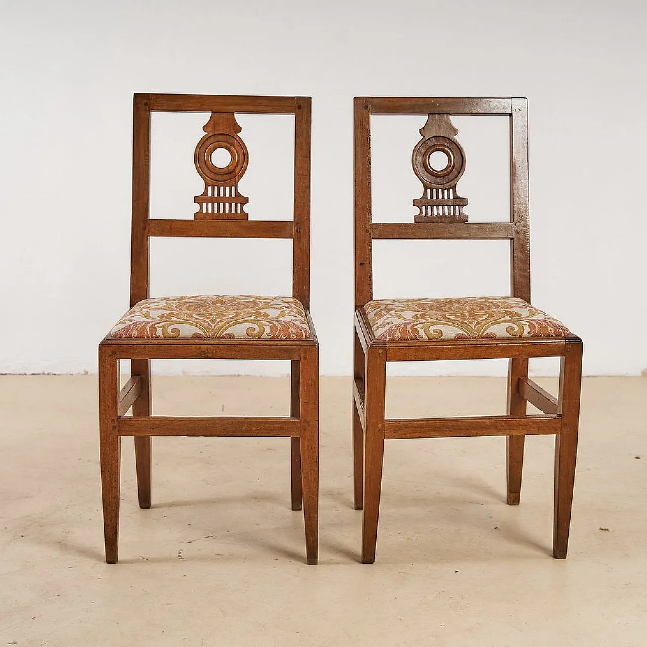 Set of Neoclassical Walnut Chairs 1