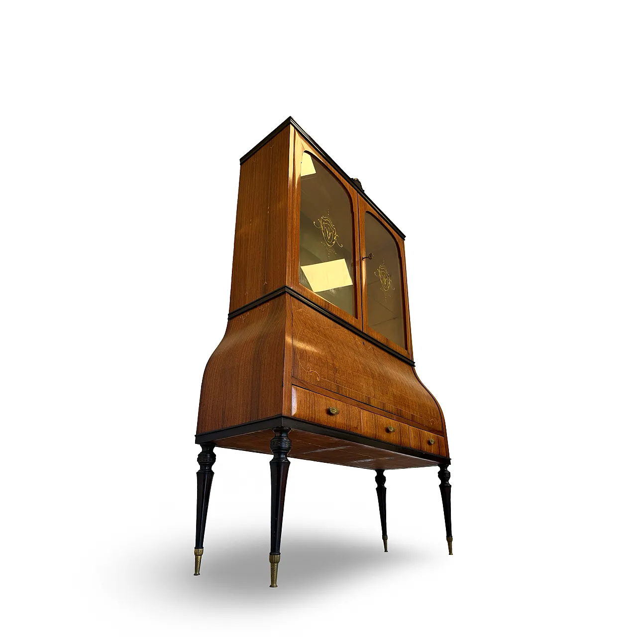 Italian Mid-Century Louis XV Style Marquetry Secrétaire Bookcase, 1960 6