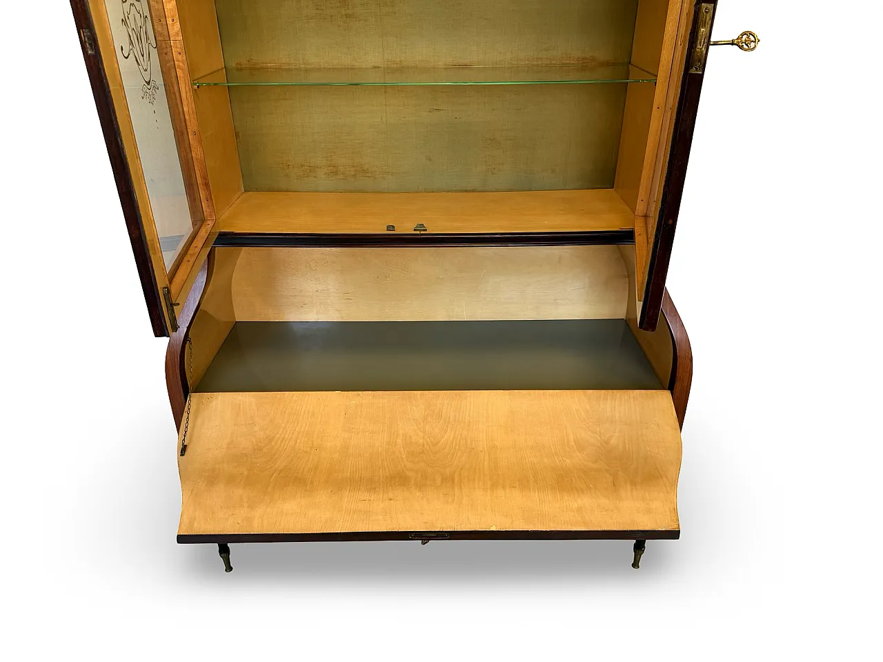 Italian Mid-Century Louis XV Style Marquetry Secrétaire Bookcase, 1960 16