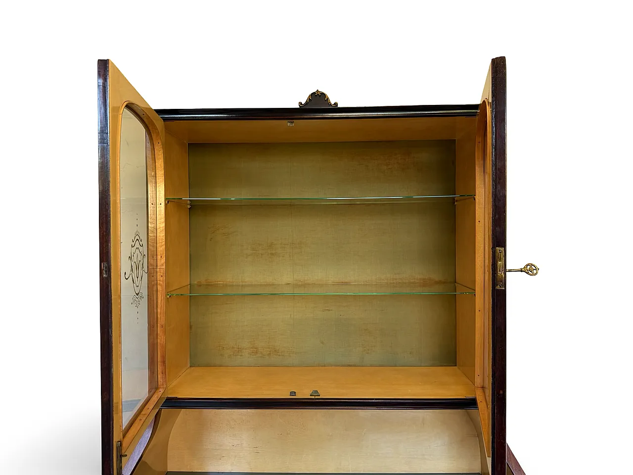 Italian Mid-Century Louis XV Style Marquetry Secrétaire Bookcase, 1960 17
