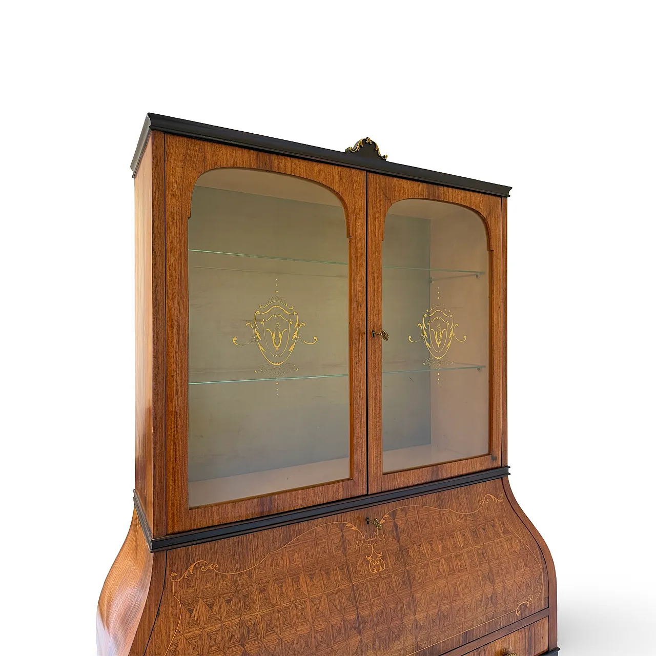 Italian Mid-Century Louis XV Style Marquetry Secrétaire Bookcase, 1960 44