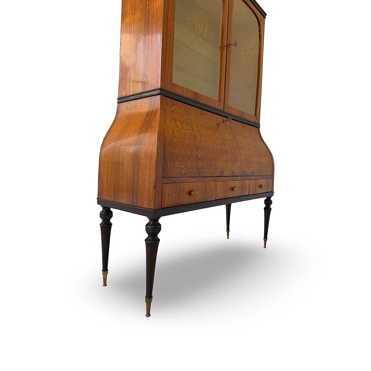 Italian Mid-Century Louis XV Style Marquetry Secrétaire Bookcase, 1960 48