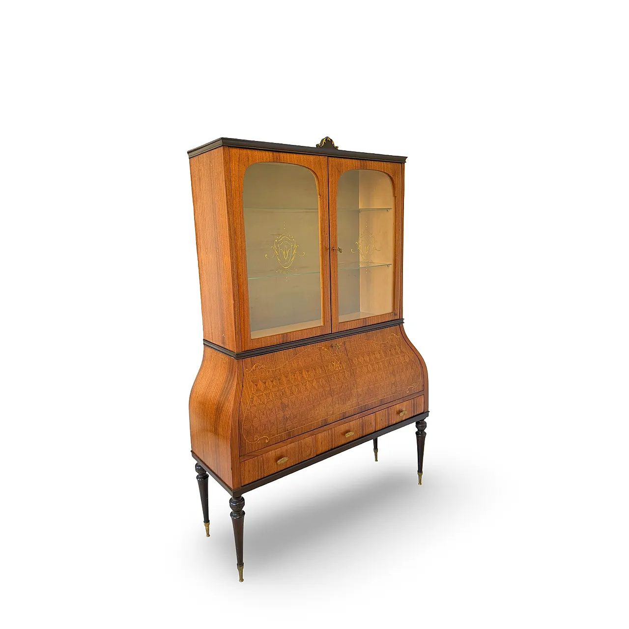 Italian Mid-Century Louis XV Style Marquetry Secrétaire Bookcase, 1960 51