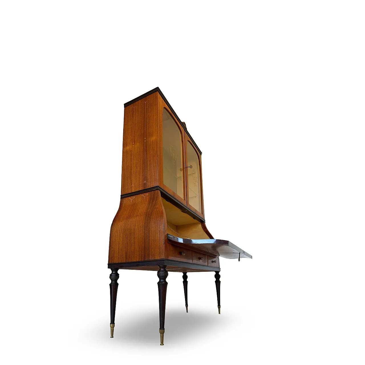 Italian Mid-Century Louis XV Style Marquetry Secrétaire Bookcase, 1960 54