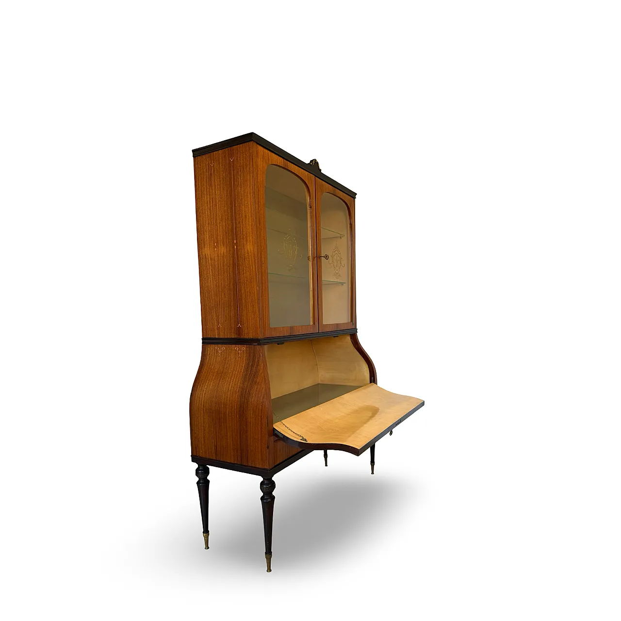Italian Mid-Century Louis XV Style Marquetry Secrétaire Bookcase, 1960 55