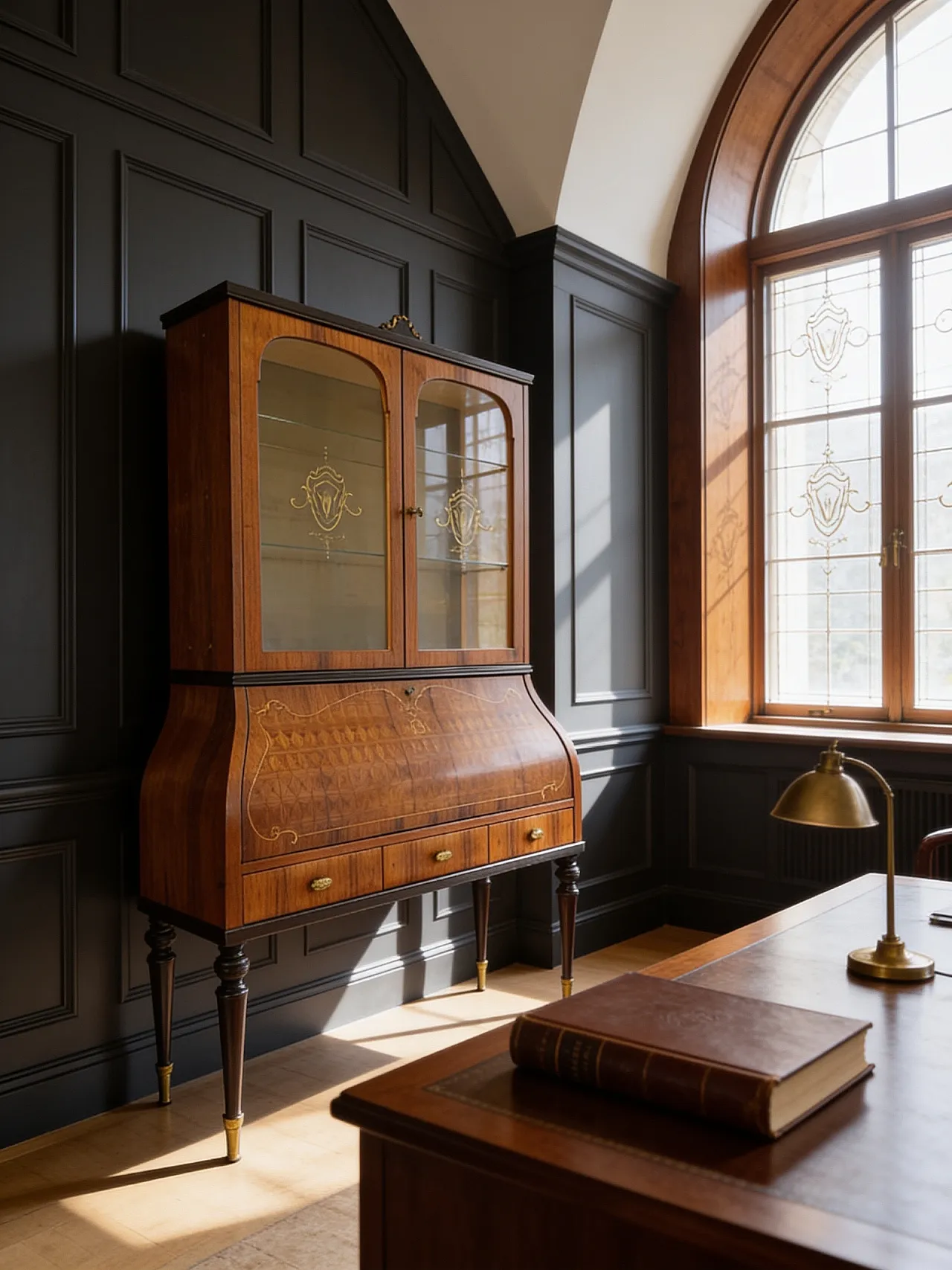 Italian Mid-Century Louis XV Style Marquetry Secrétaire Bookcase, 1960 60