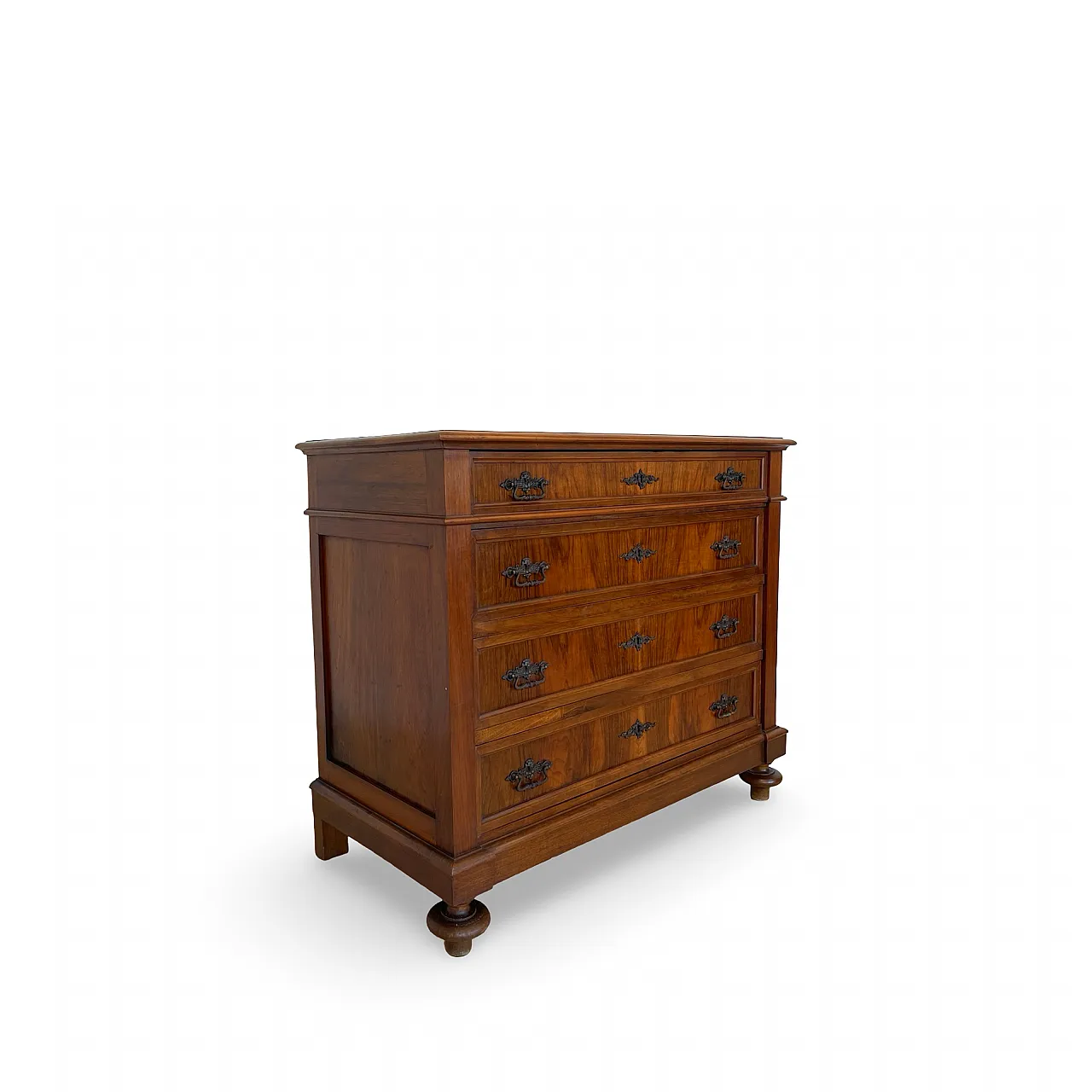 Italian Antique Walnut Chest of Drawers with Lion-Mask Bronze Handles 3