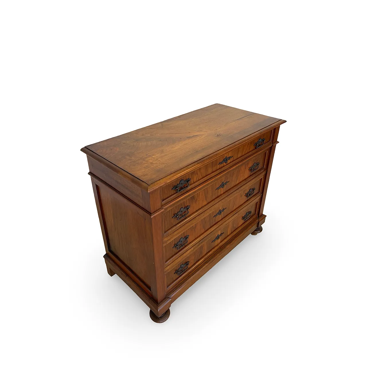 Italian Antique Walnut Chest of Drawers with Lion-Mask Bronze Handles 4