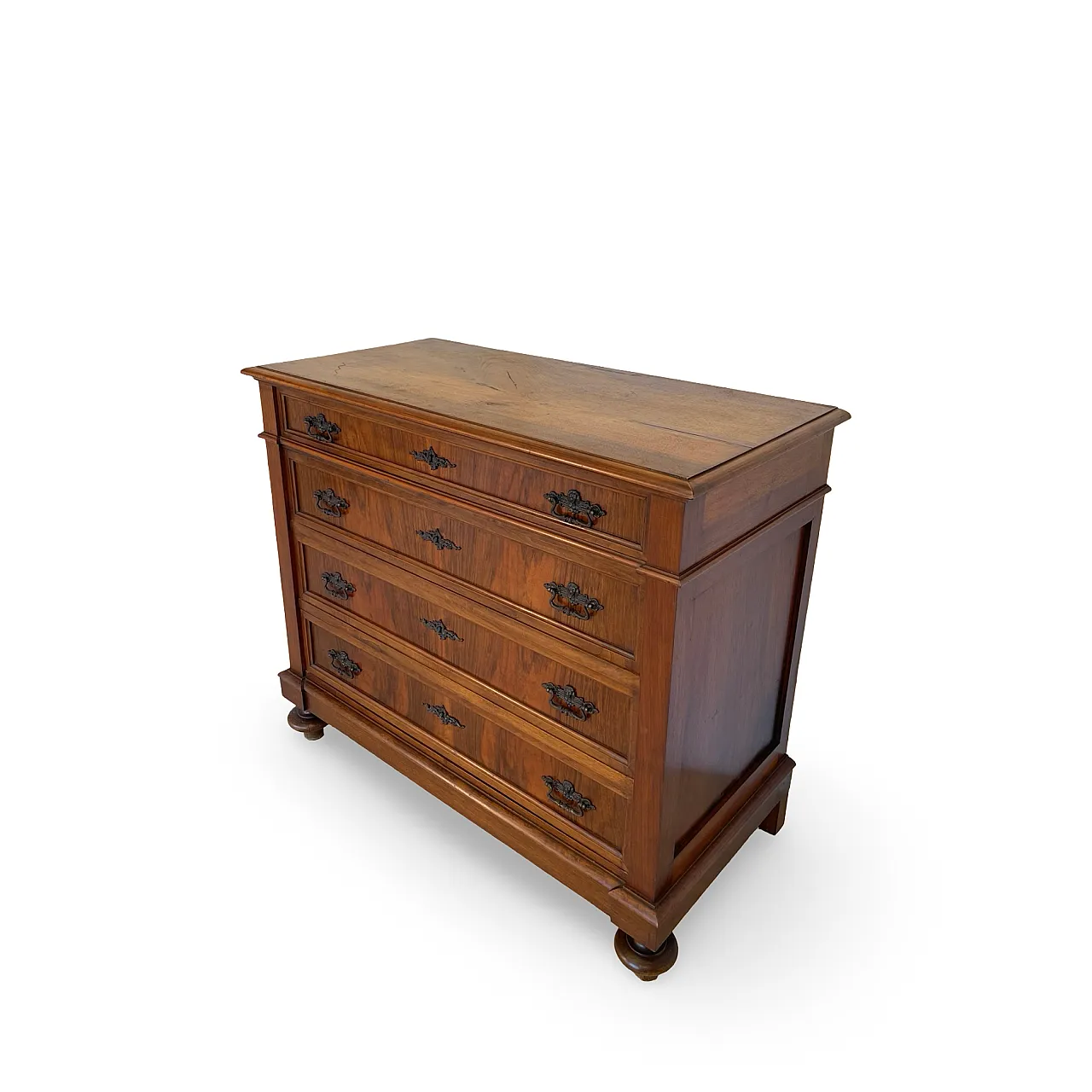 Italian Antique Walnut Chest of Drawers with Lion-Mask Bronze Handles 5