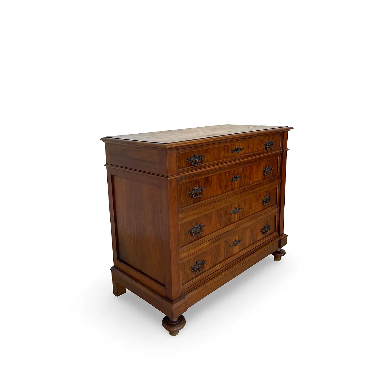 Italian Antique Walnut Chest of Drawers with Lion-Mask Bronze Handles 7