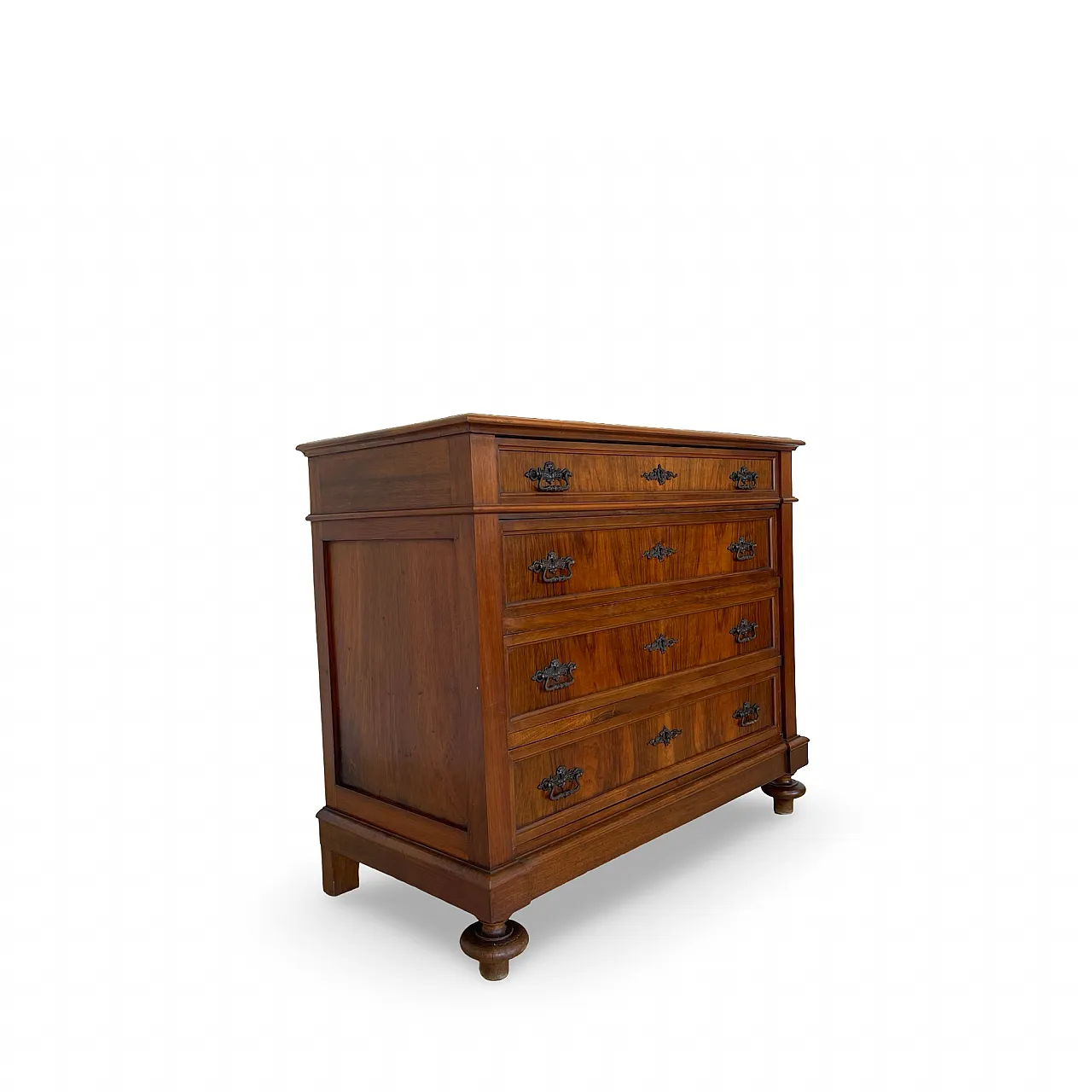 Italian Antique Walnut Chest of Drawers with Lion-Mask Bronze Handles 8