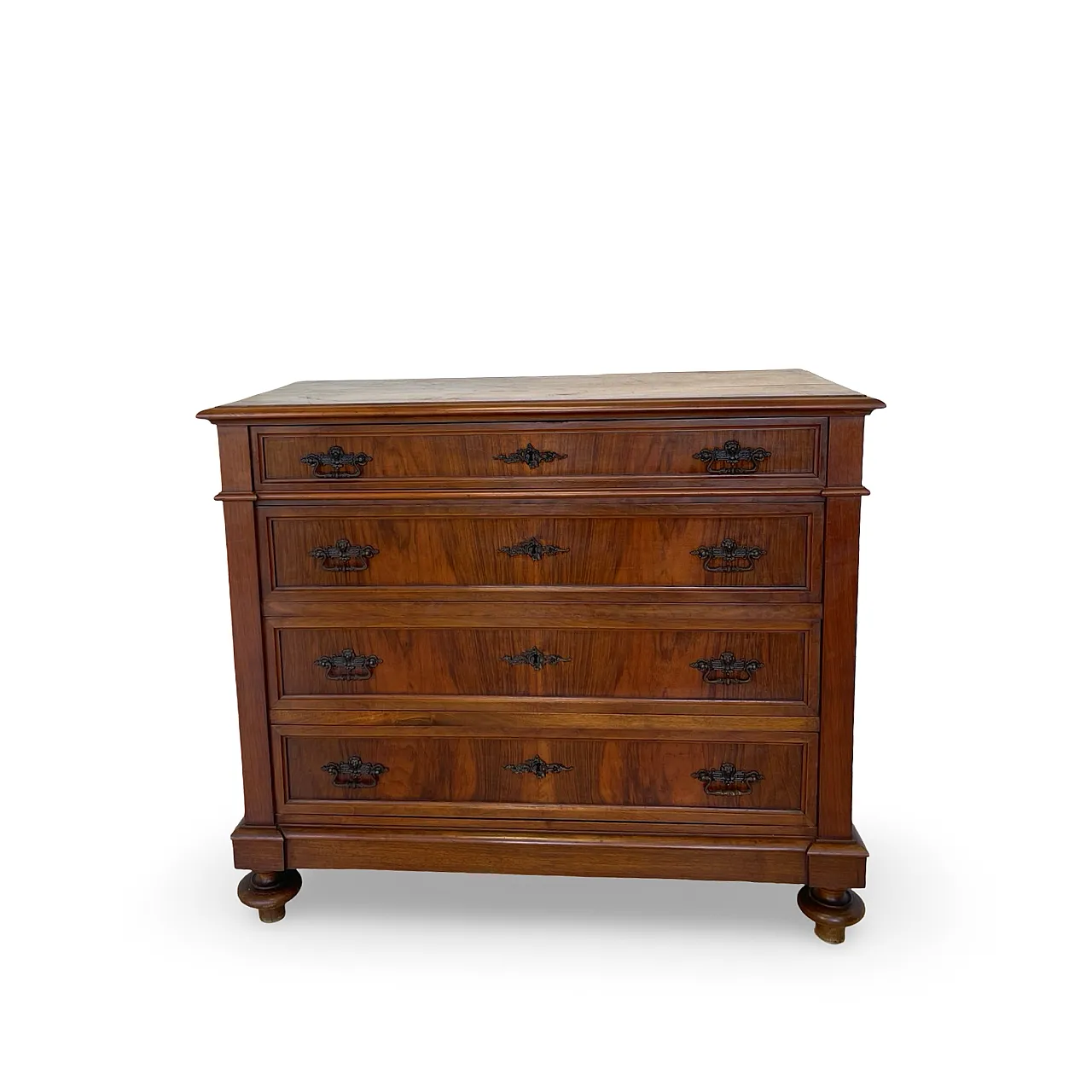 Italian Antique Walnut Chest of Drawers with Lion-Mask Bronze Handles 9