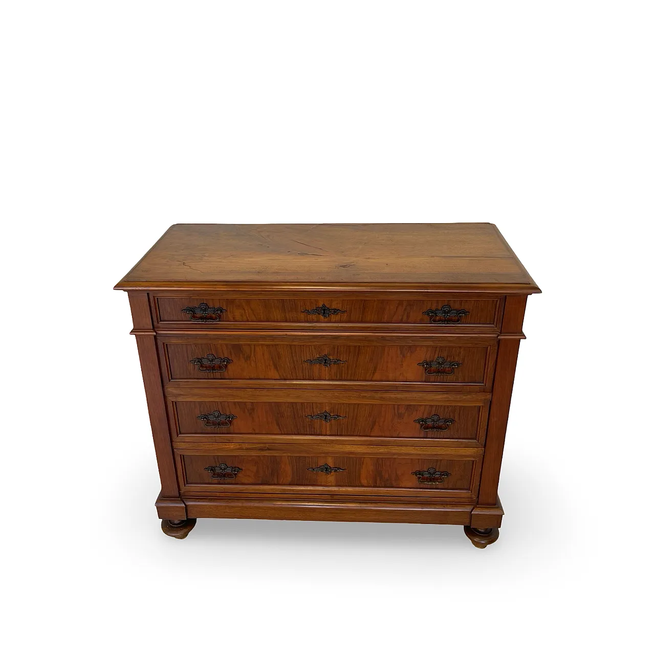 Italian Antique Walnut Chest of Drawers with Lion-Mask Bronze Handles 10