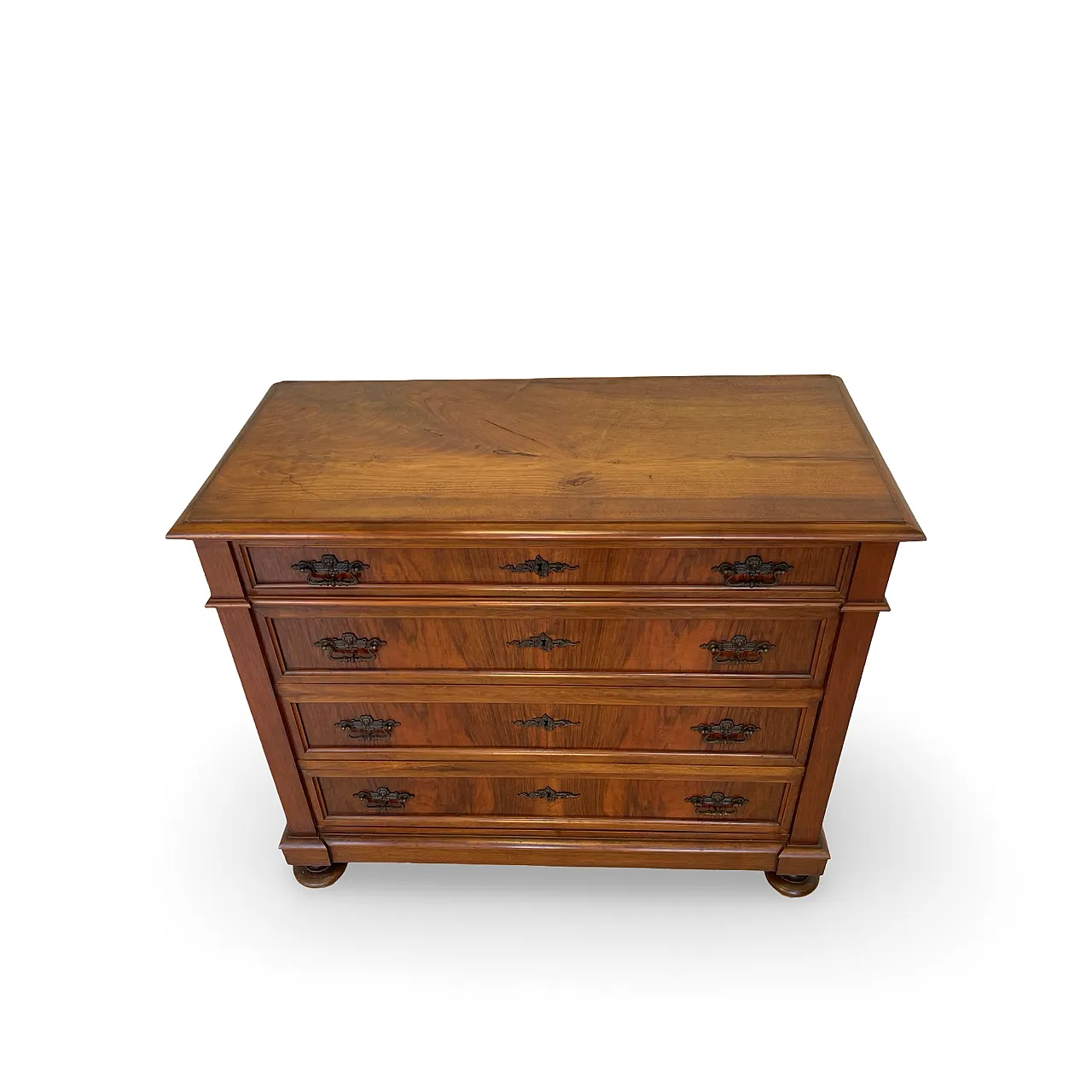 Italian Antique Walnut Chest of Drawers with Lion-Mask Bronze Handles 12