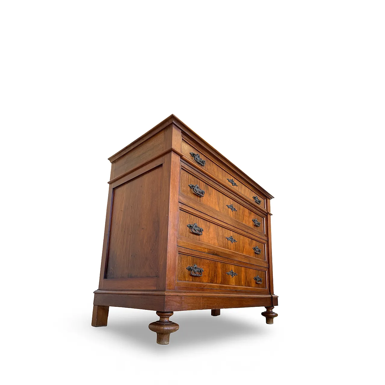 Italian Antique Walnut Chest of Drawers with Lion-Mask Bronze Handles 13