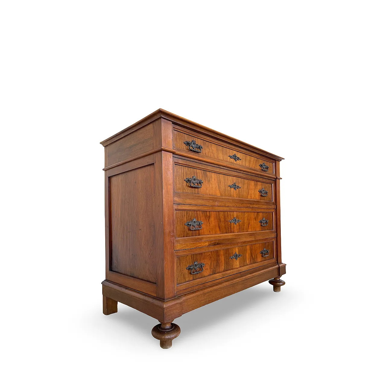 Italian Antique Walnut Chest of Drawers with Lion-Mask Bronze Handles 14