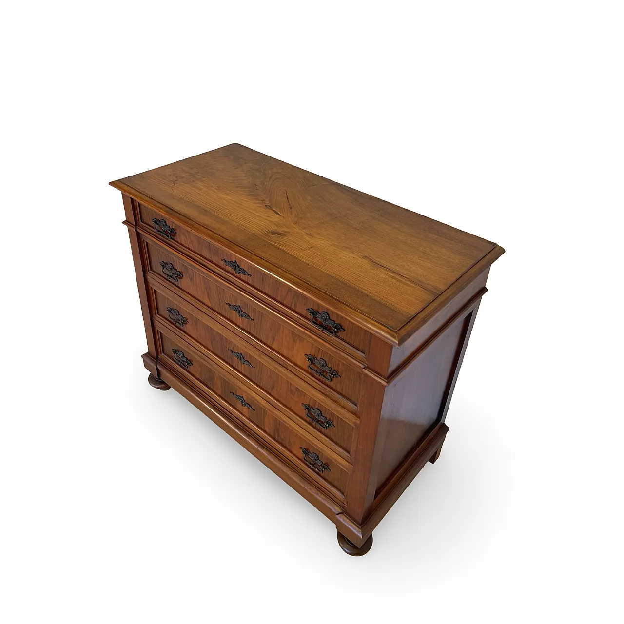 Italian Antique Walnut Chest of Drawers with Lion-Mask Bronze Handles 15