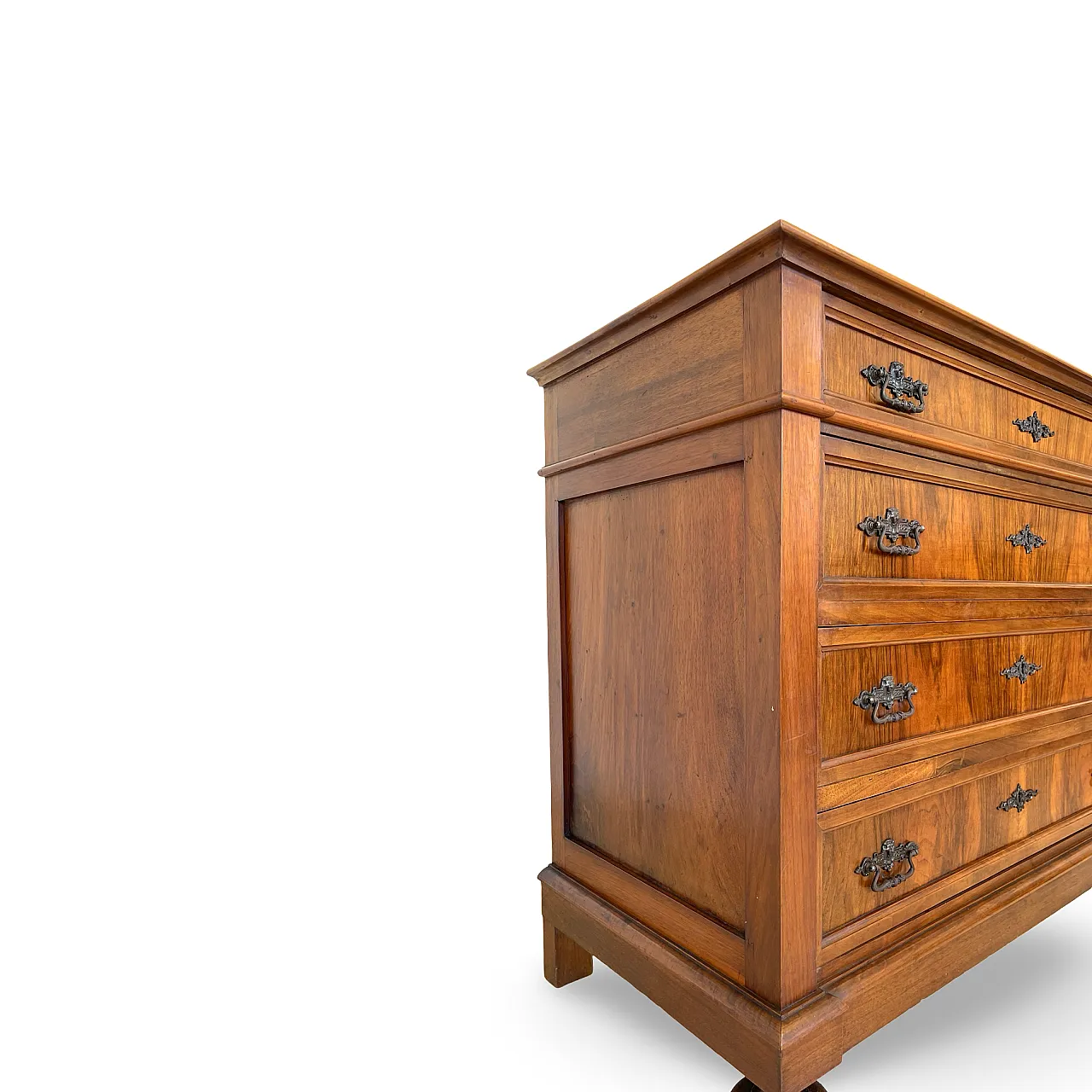 Italian Antique Walnut Chest of Drawers with Lion-Mask Bronze Handles 16