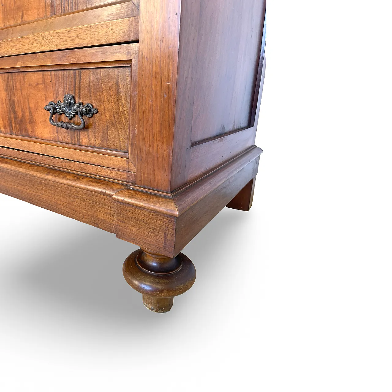 Italian Antique Walnut Chest of Drawers with Lion-Mask Bronze Handles 22