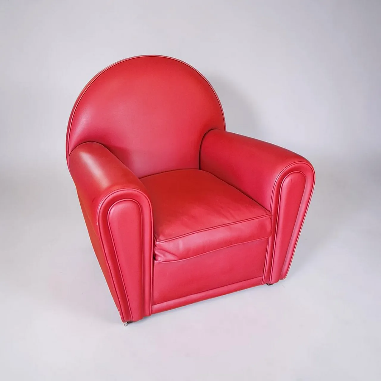 Red leather Vanity Fair lounge chair from Poltrona Frau, 1990s 1