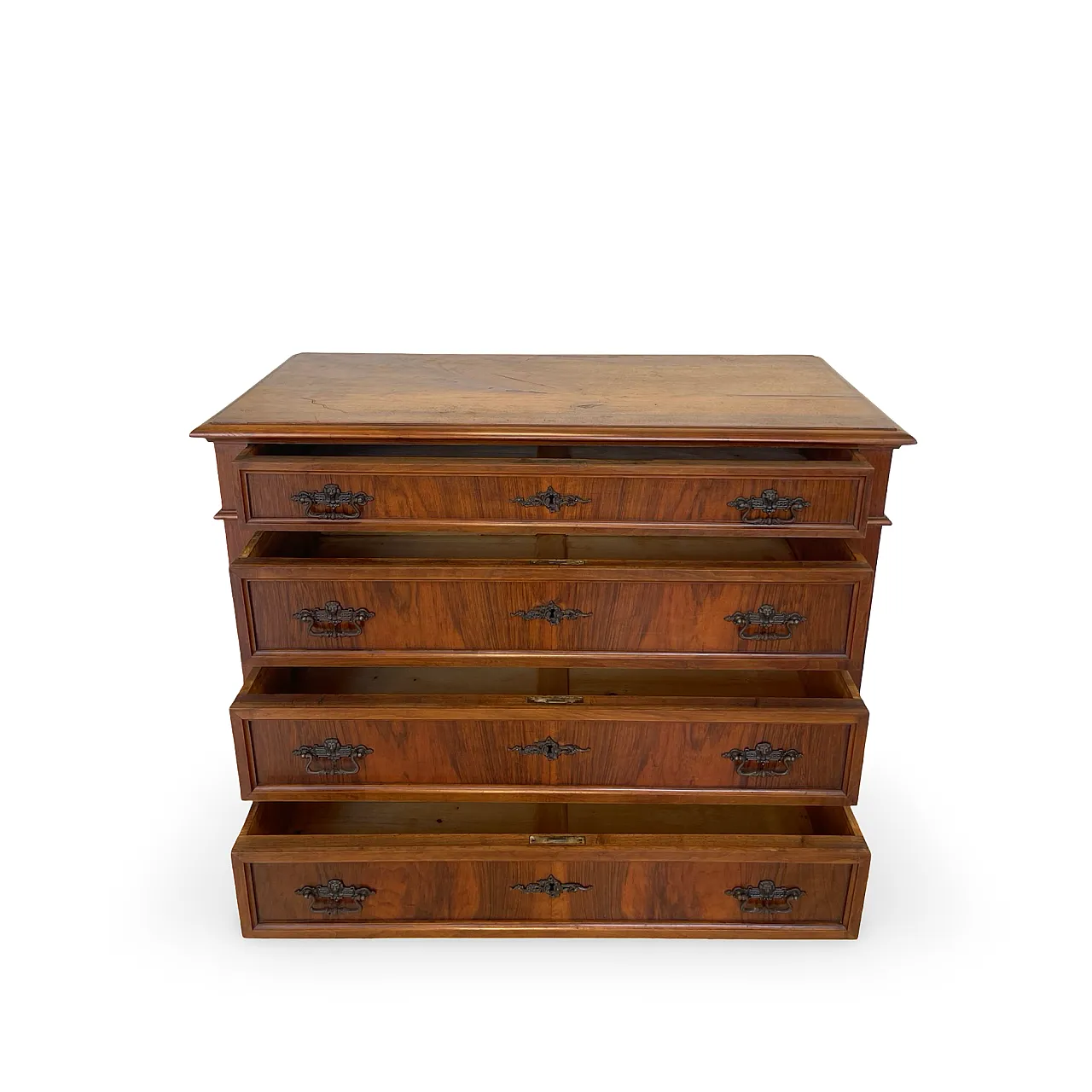 Italian Antique Walnut Chest of Drawers with Lion-Mask Bronze Handles 33