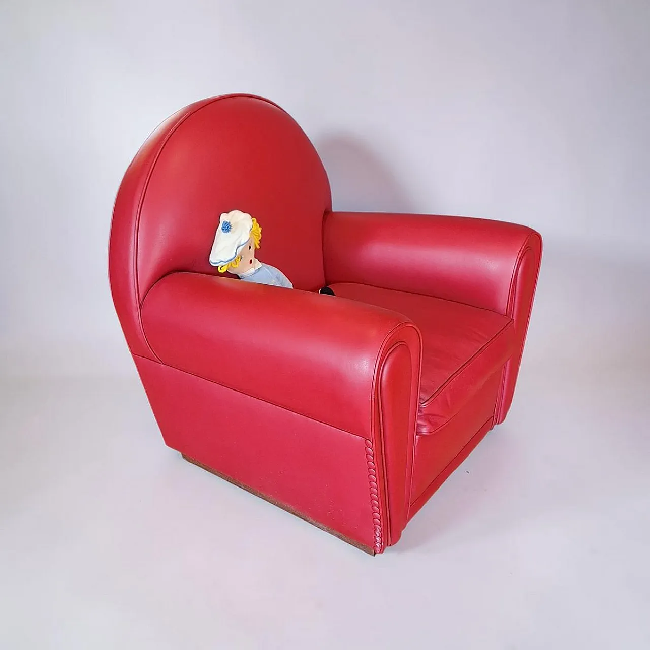 Red leather Vanity Fair lounge chair from Poltrona Frau, 1990s 3
