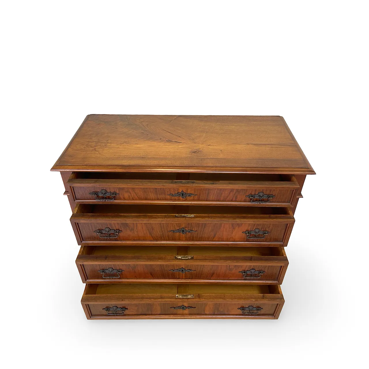 Italian Antique Walnut Chest of Drawers with Lion-Mask Bronze Handles 34