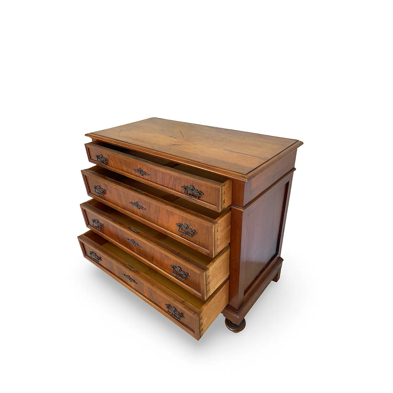Italian Antique Walnut Chest of Drawers with Lion-Mask Bronze Handles 35